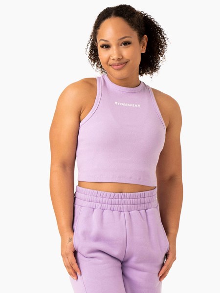 Ryderwear Sideline Rib Crop Tank Lilac | VNWMFC283